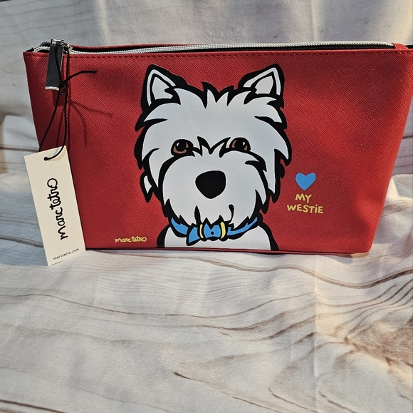 Marc Tetro WESTIE Dog Zippered Cosmetic Makeup Clutch Bag West Highland Terrier - Picture 2 of 10